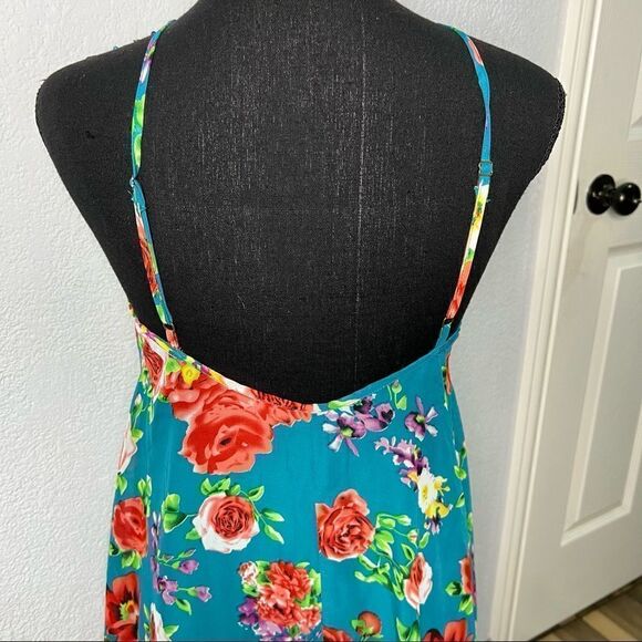 Show Me Your Mumu Aqua Blue Floral Strap Sheath Aqua Blue Mini Dress Sz S - Picture 5 of 12